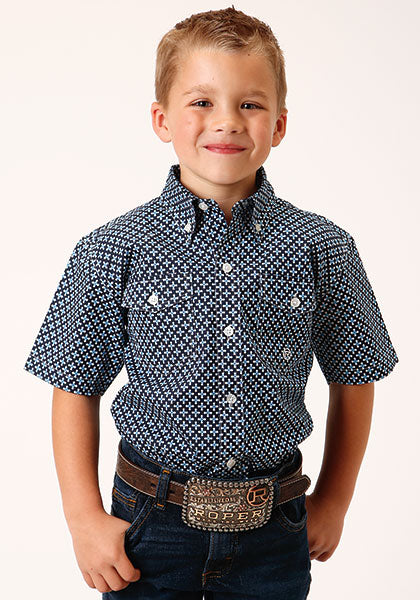 Roper Boys Clear Skies Plaid Short Sleeve Style 03-031-0325-2014
