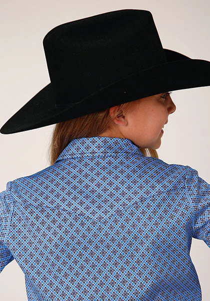 Roper Girls Long Sleeve Blue Thistle Shirt Style 03-080-0325-4019 - Image 3