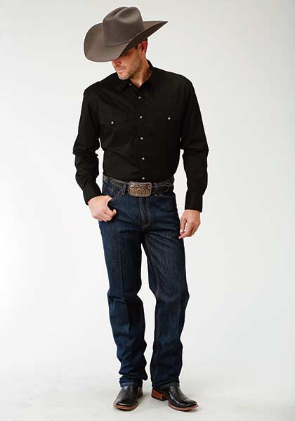 Roper Mens Long Sleeve Poplin Shirt Style 03-001-0265-1017 - Image 2