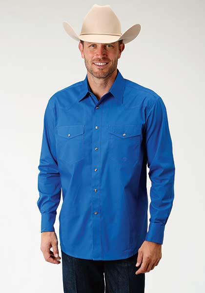 Roper Mens Long Sleeve Poplin Shirt Style 03-001-0265-1031