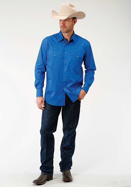 Roper Mens Long Sleeve Poplin Shirt Style 03-001-0265-1031 - Image 2