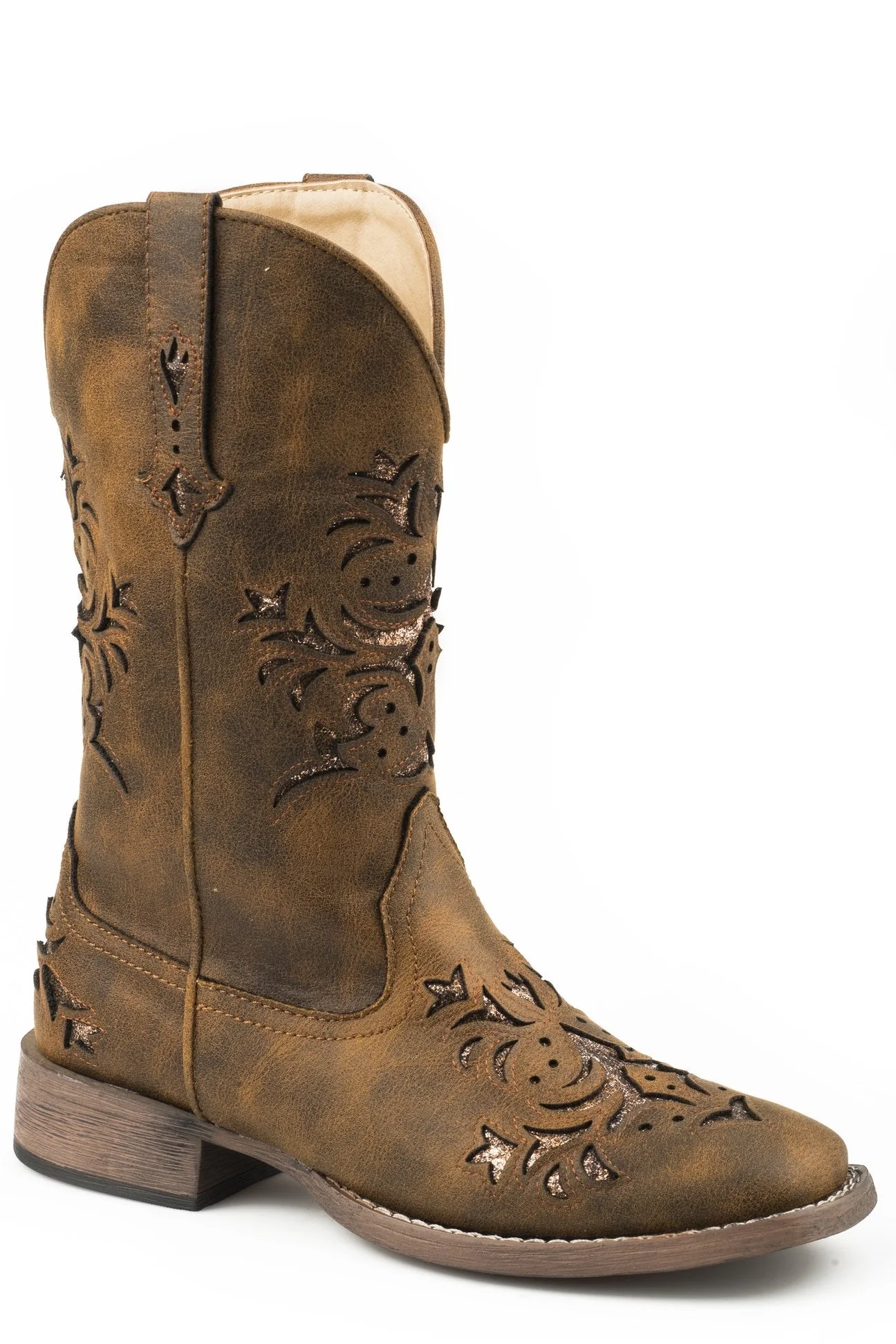 ROPER WOMENS COGNAC FAUX LEATHER SQUARE TOE STYLE 09-021-1903-2583 - Image 2