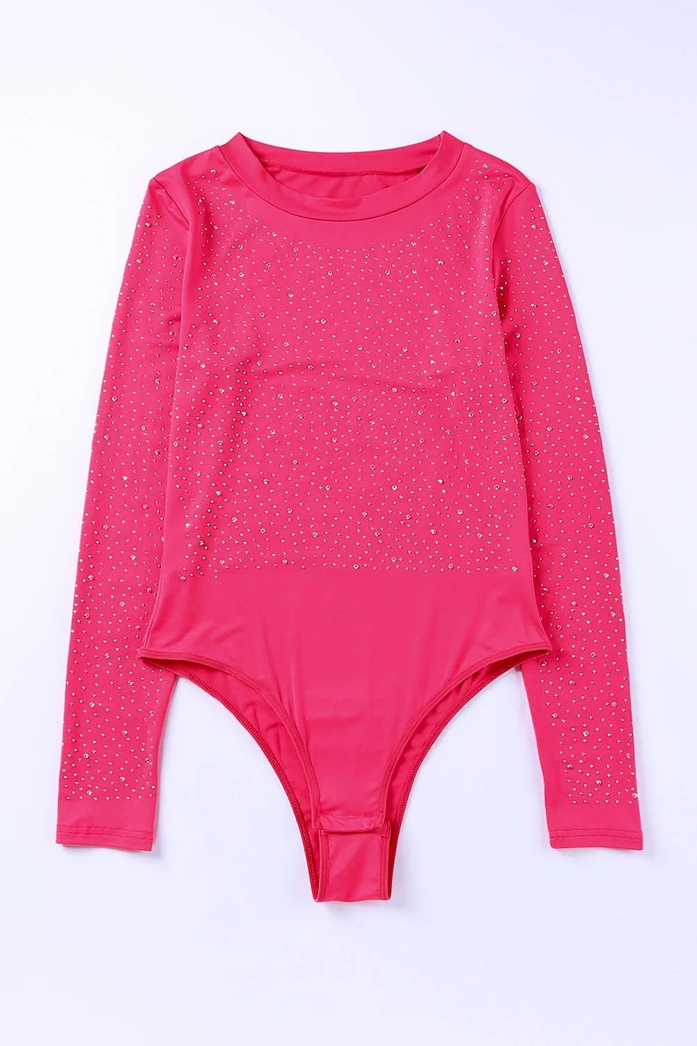 Rose Rhinestone O-neck Long Sleeve  Bodysuit - Image 6
