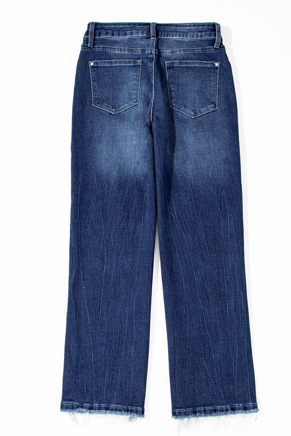 Sail Blue Mineral Wash Raw Hem High Waist Flared Jeans - Image 10