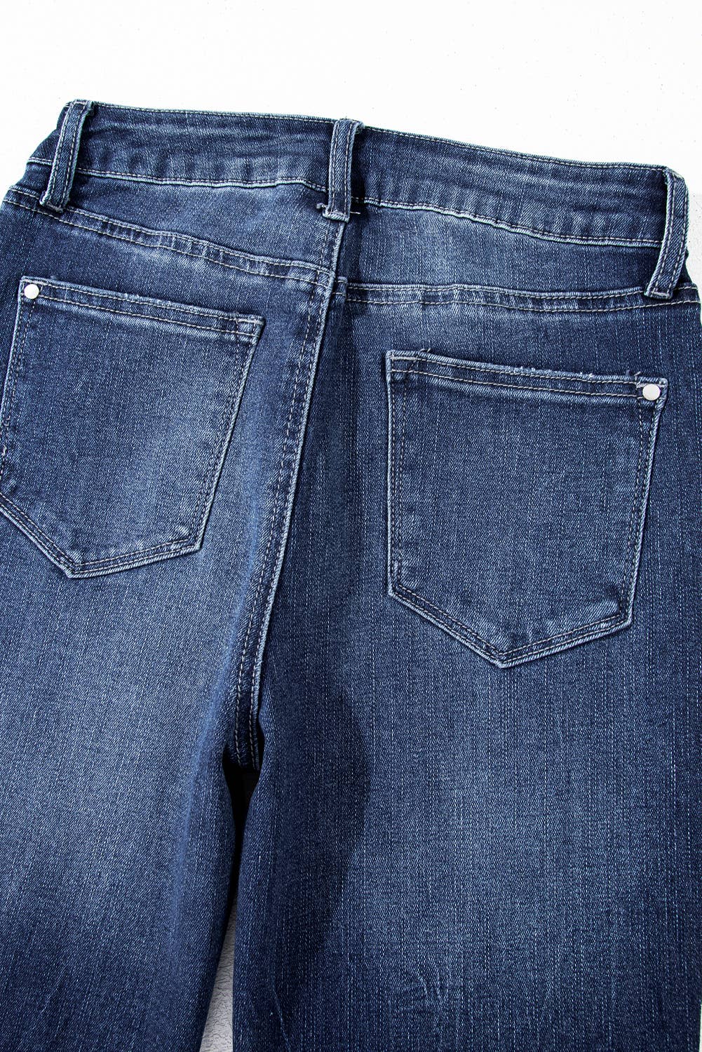Sail Blue Mineral Wash Raw Hem High Waist Flared Jeans - Image 11