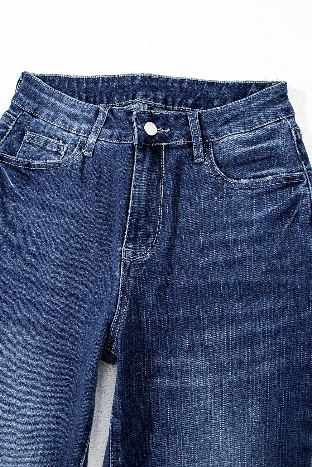 Sail Blue Mineral Wash Raw Hem High Waist Flared Jeans - Image 12