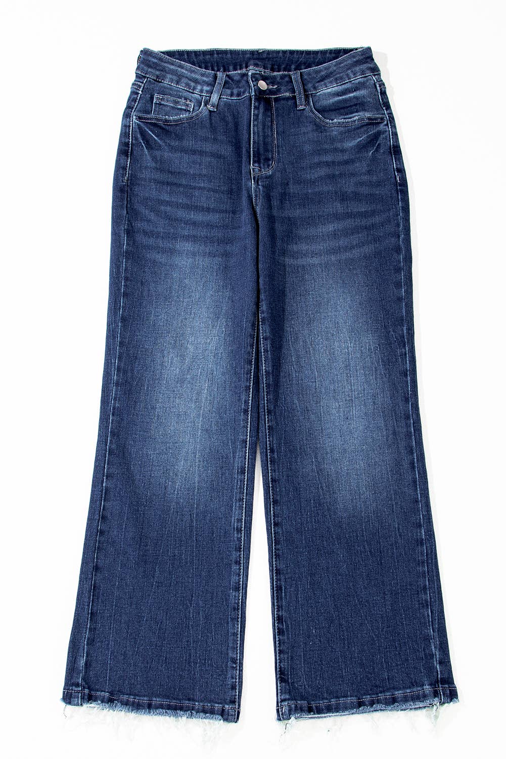 Sail Blue Mineral Wash Raw Hem High Waist Flared Jeans - Image 9