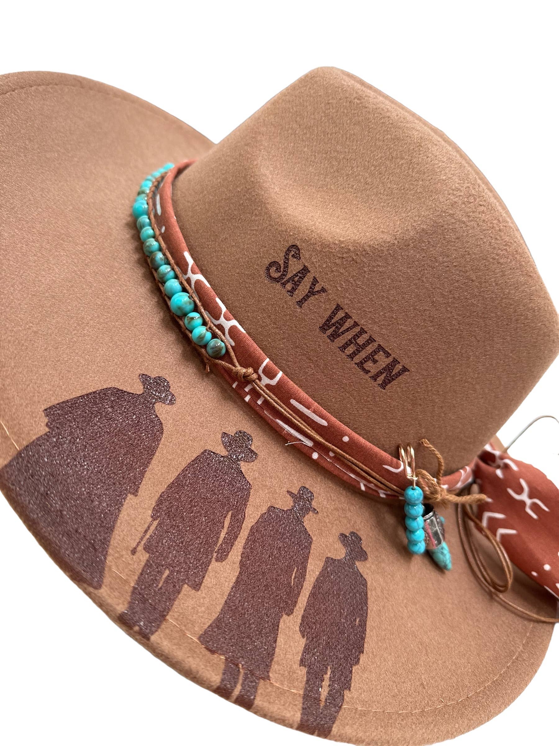Say When Tombstone Western Cowboy Burned Hat Custom Hat - Image 3