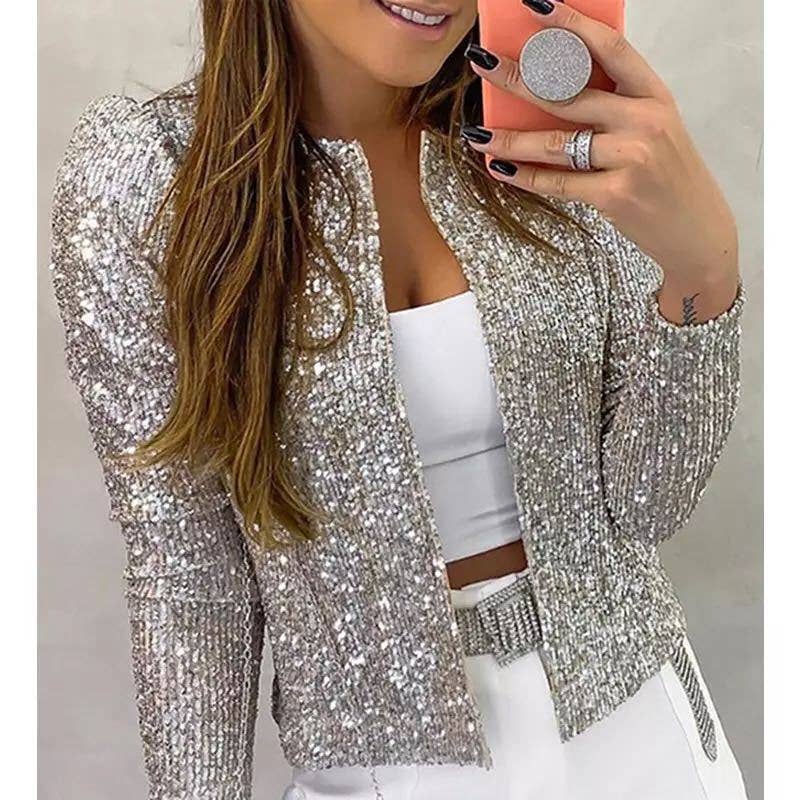 Sequin cropped cardigan jacket - Image 12