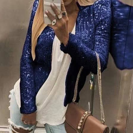 Sequin cropped cardigan jacket - Image 4