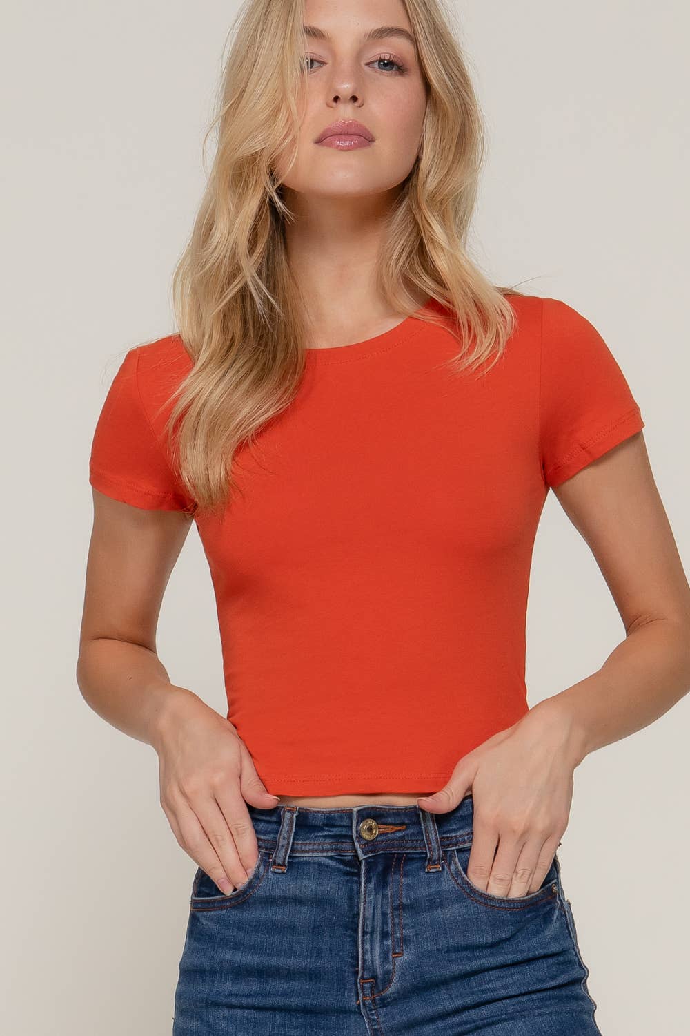 Short Sleeve Crew Neck Crop Top - Image 20