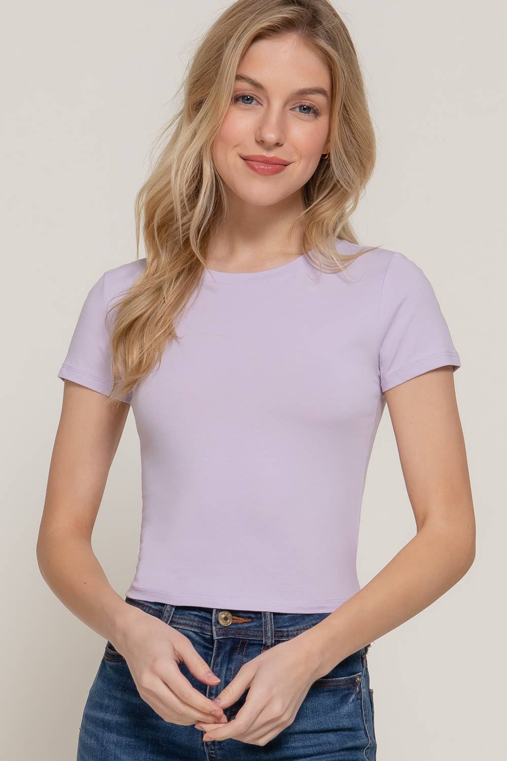 Short Sleeve Crew Neck Crop Top - Image 21