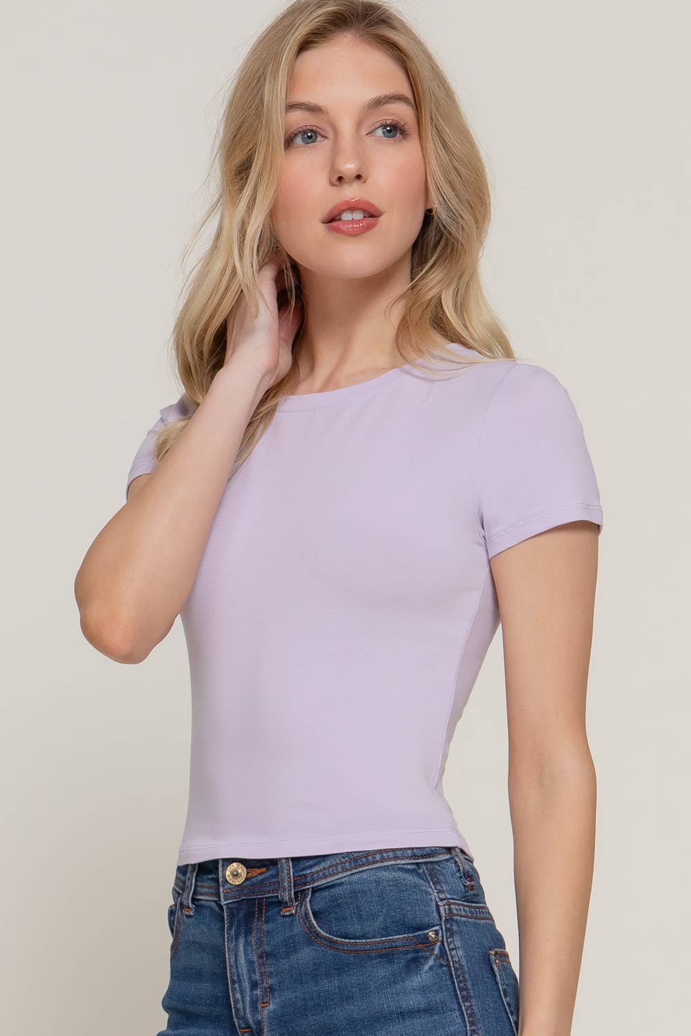 Short Sleeve Crew Neck Crop Top - Image 23