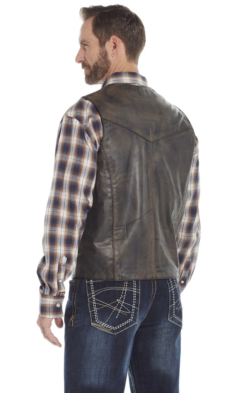 SIDRAN MENS BUTTON FRONT ANTIQUE FINISHED LAMB NAPPA VEST STYLE ML3069-27 - Image 2