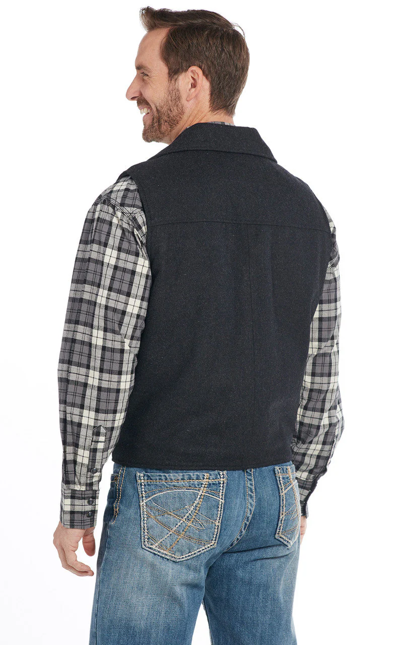 SIDRAN MENS WOOL MELTON SNAP FRONT COLLARED VEST WITH CONCEALED CARRY POCKET STYLE CR39066-F23-46 - Image 2