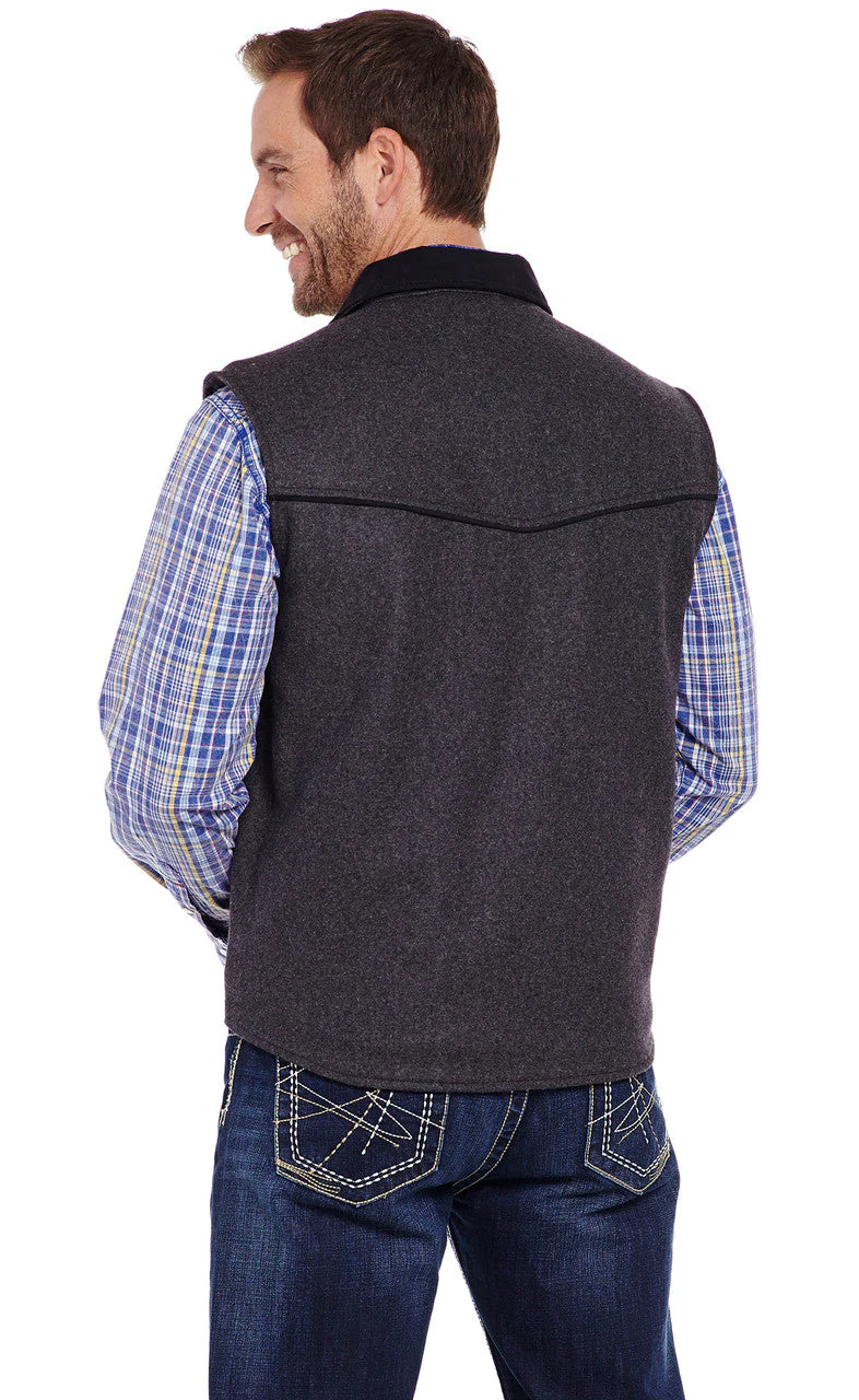 SIDRAN MENS WOOL MELTON VEST WITH MICROSUEDE TRIM & CONCEALED CARRY POCKET STYLE CR38066-F23-18 - Image 2