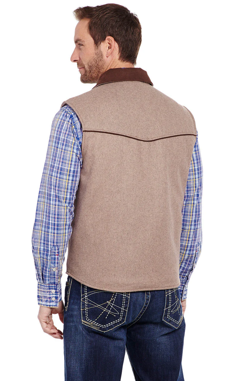 SIDRAN MENS WOOL MELTON VEST WITH MICROSUEDE TRIM & CONCEALED CARRY POCKET STYLE CR38066-F23-42 - Image 2