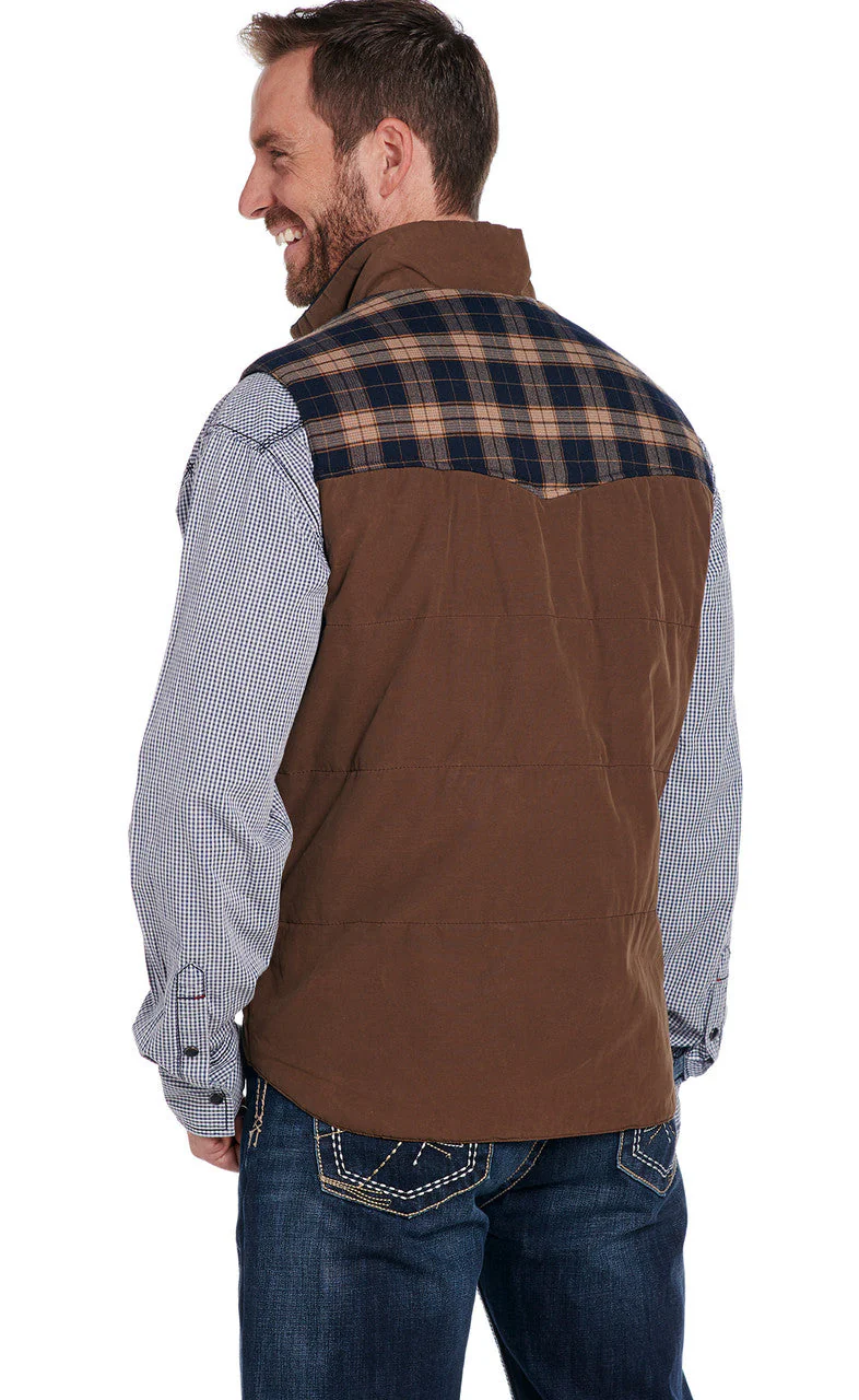 SIDRAN MENSWAX COATED SNAP/ZIP FRONT VEST WITH FLANNEL YOKES STYLE CW1715-F18-26 - Image 2