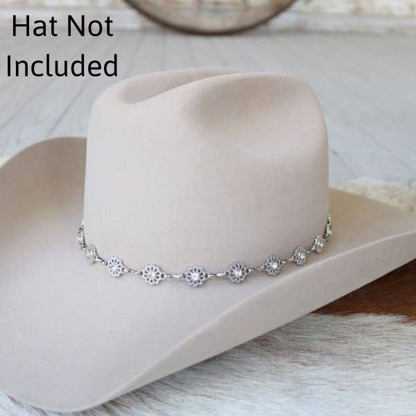 Silver Dainty Wildflower Chain Hat Band - Image 3