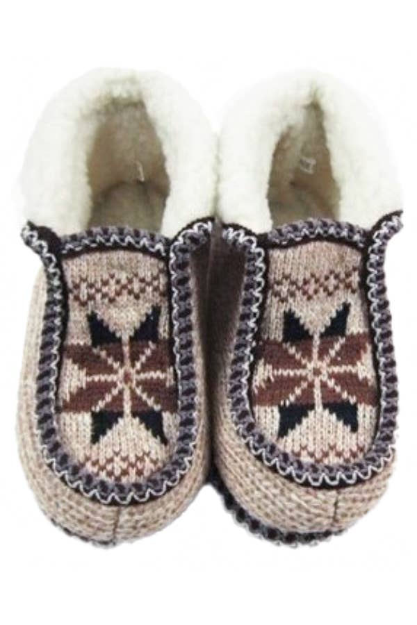 Snowflake Woven Fleece Lined Moccasin Slippers - Image 2