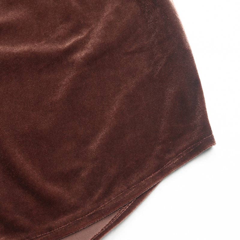Solid Velvet Button-Up Lantern Sleeve Collared Blouse - Image 11