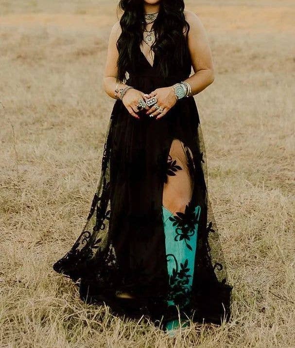 Southern Country cowgirl Coachella Lace flare dress - Image 2