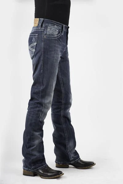 Stetson Mens Blue Cotton Blend Med Wash White X Bootcut Rocks Fit Jeans Style 11-004-1014-3001 - Image 2