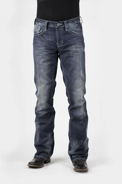 Stetson Mens Blue Cotton Blend Med Wash White X Bootcut Rocks Fit Jeans Style 11-004-1014-3001 - Image 3