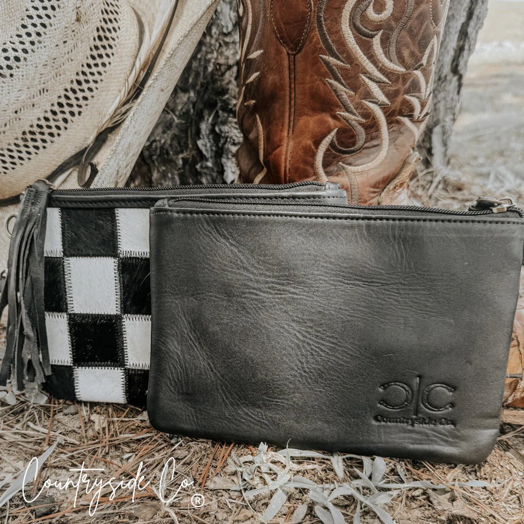Stockyard Checkered Cowhide Wristlet Pouch - Image 2