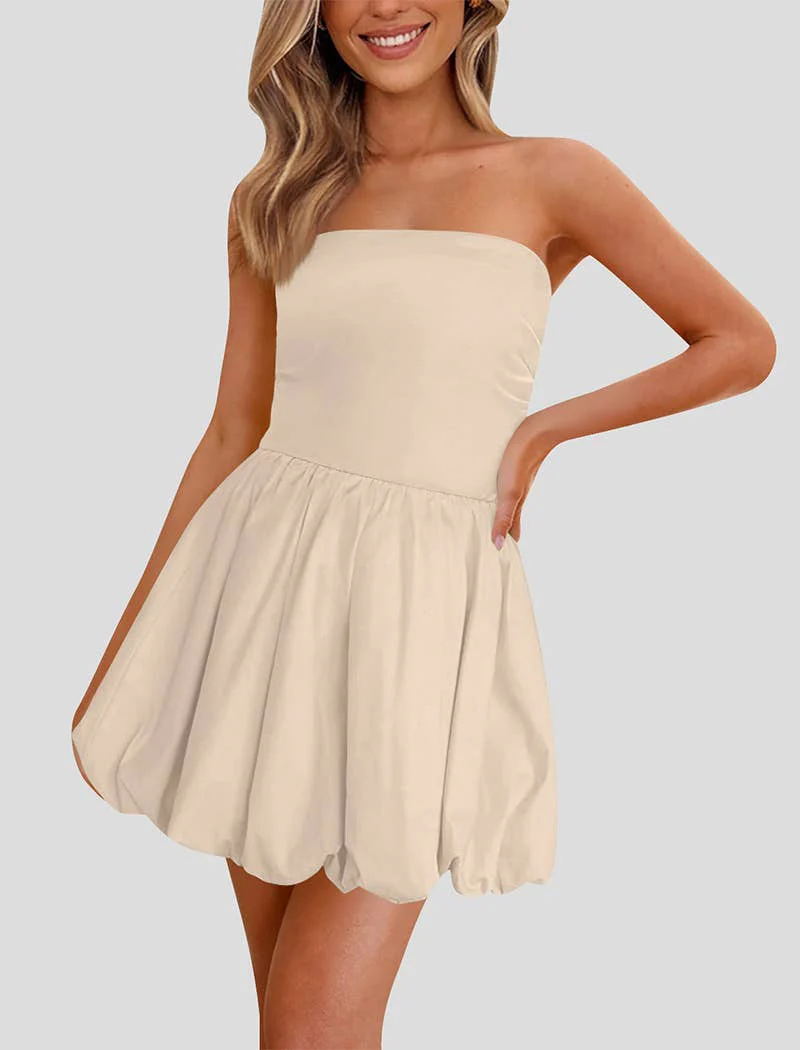 Strapless Bubble Hem Mini Dress - Image 3