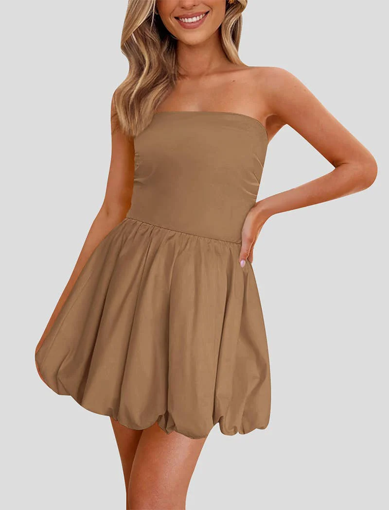 Strapless Bubble Hem Mini Dress - Image 4