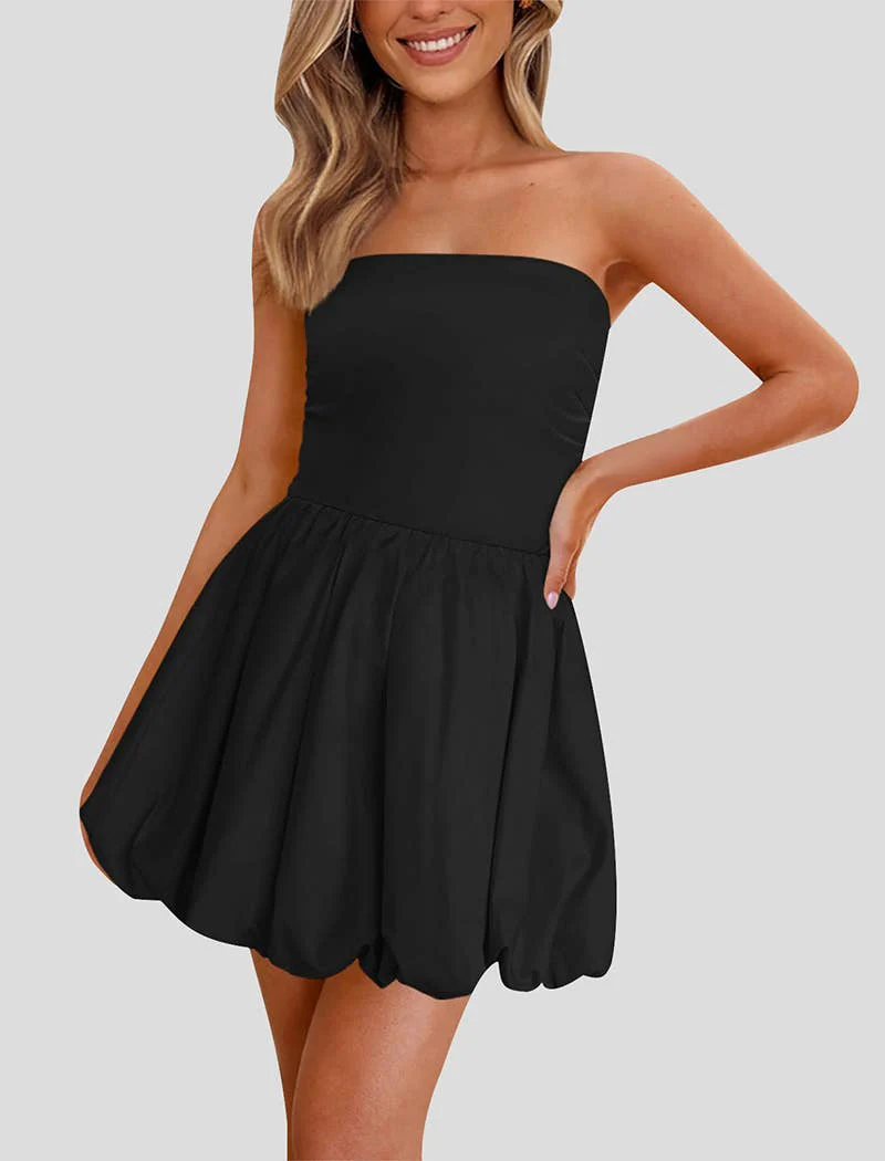 Strapless Bubble Hem Mini Dress - Image 8