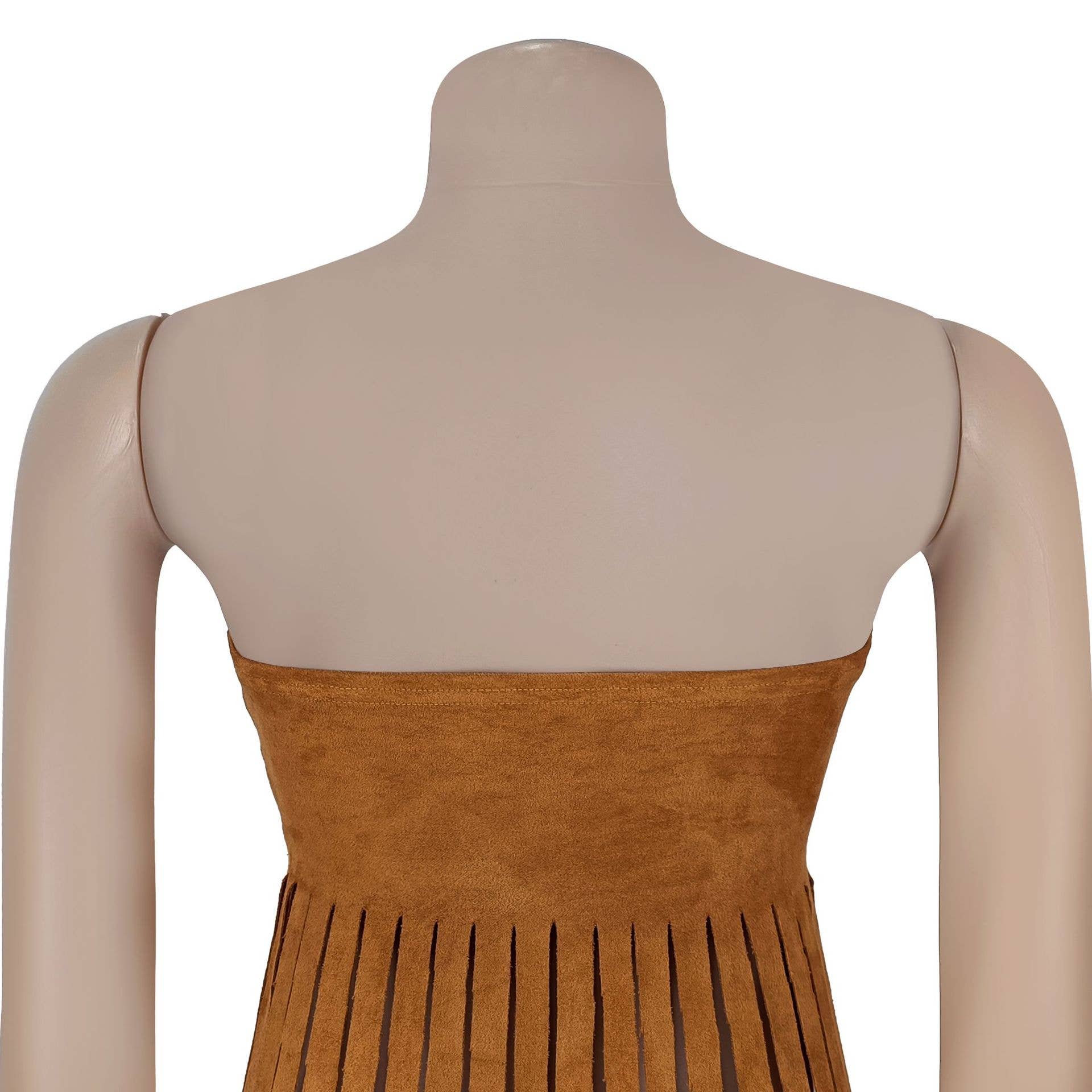Strapless faux suede cowgirl bandeau fringed top - Image 12