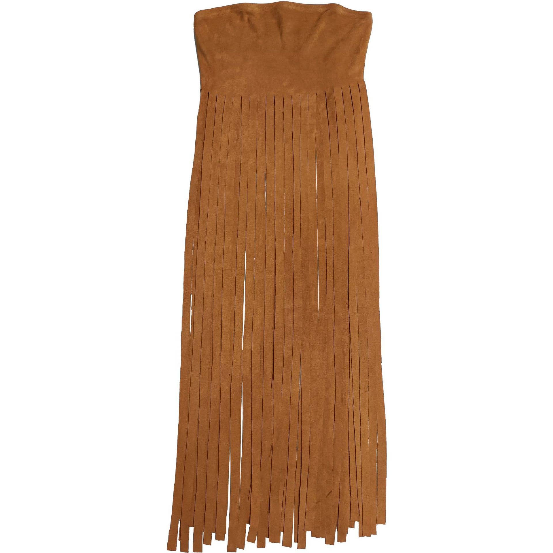 Strapless faux suede cowgirl bandeau fringed top - Image 13