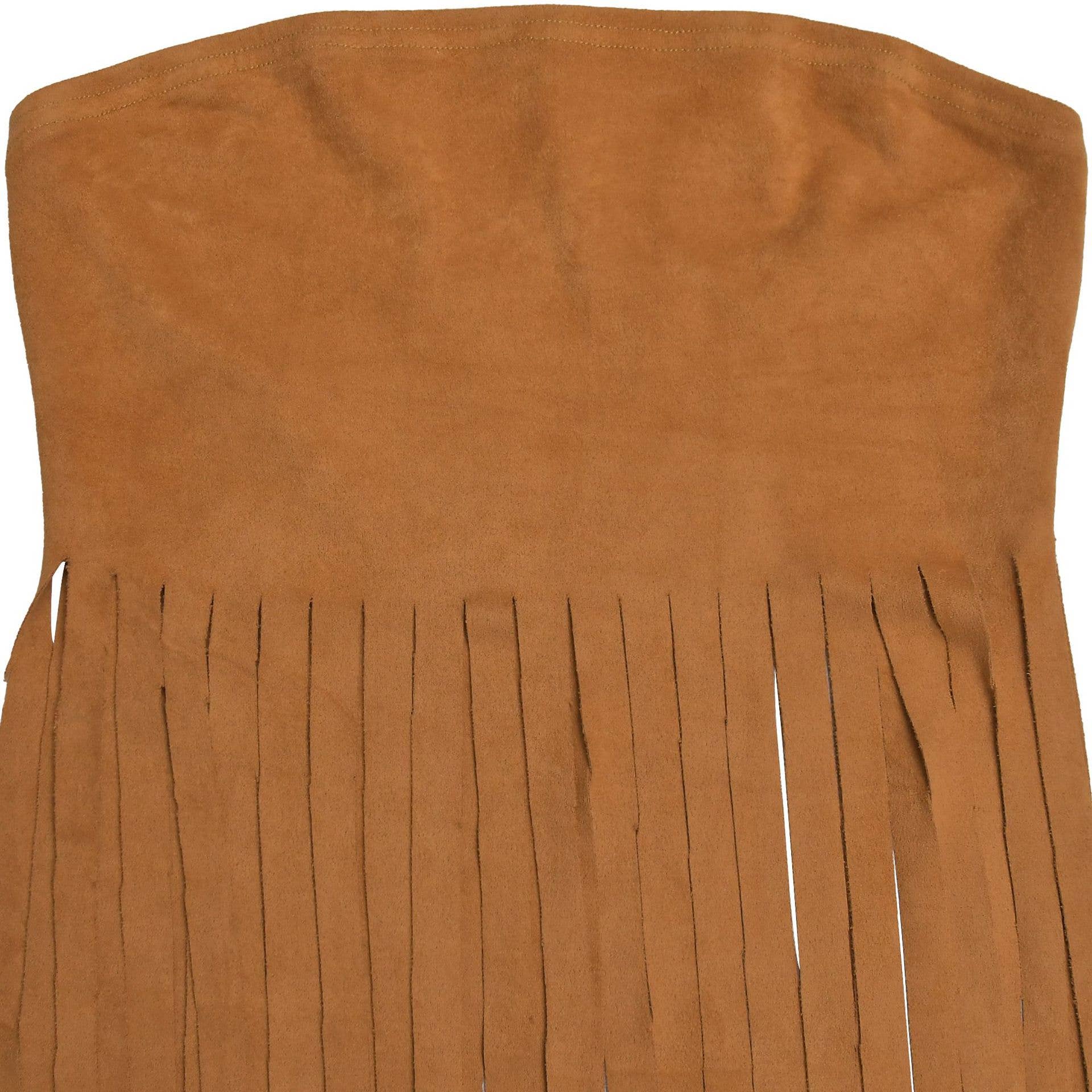 Strapless faux suede cowgirl bandeau fringed top - Image 14