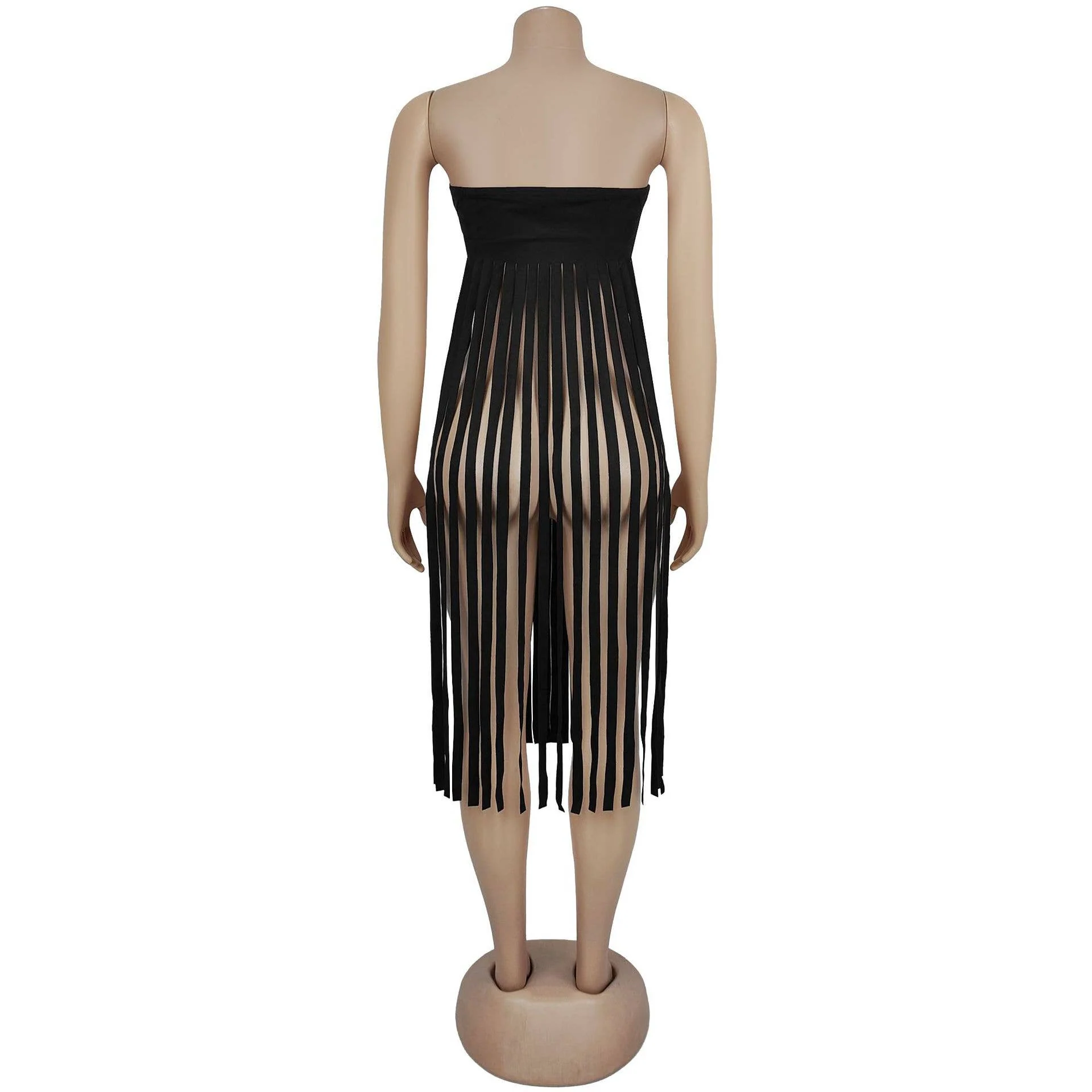 Strapless faux suede cowgirl bandeau fringed top - Image 9