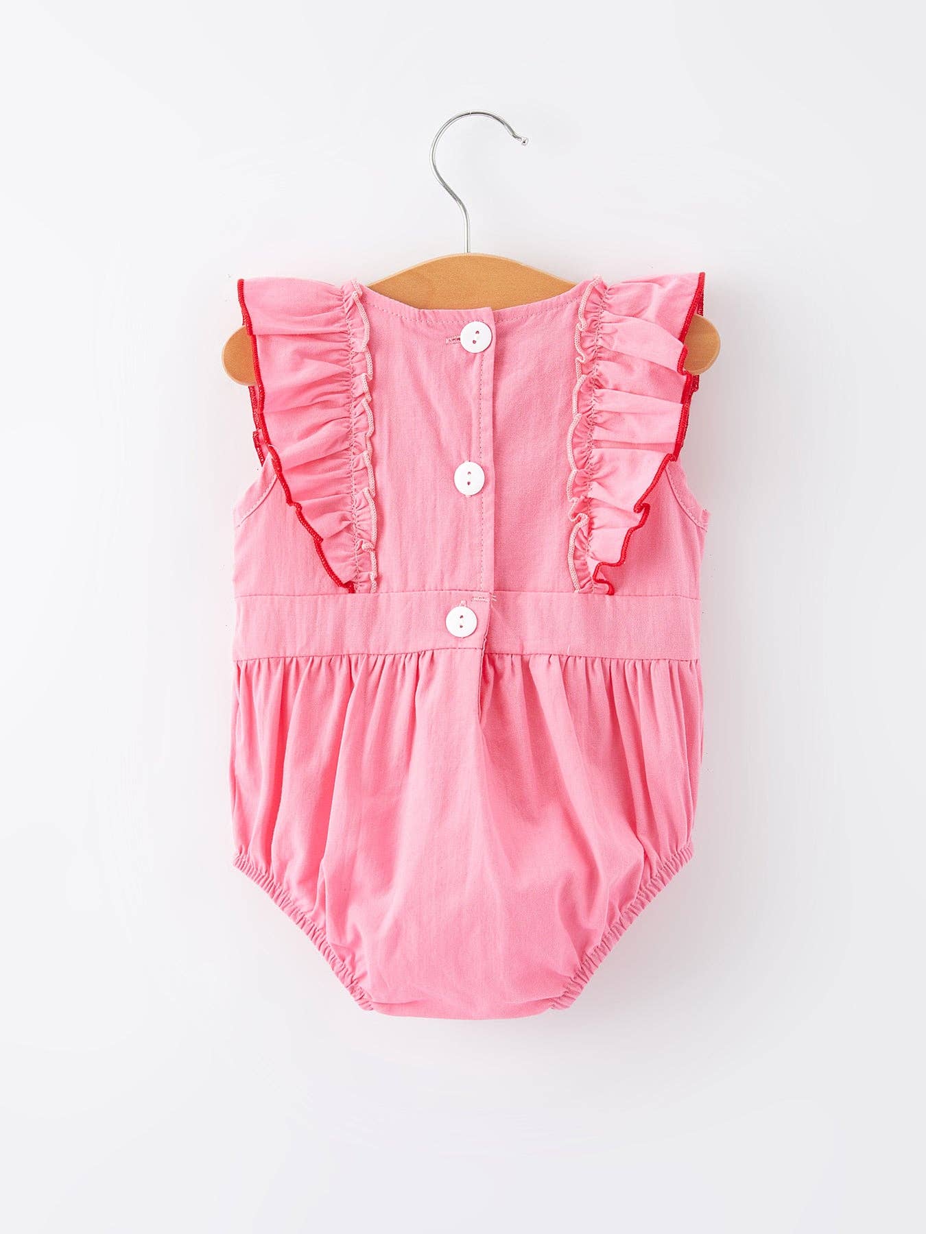 Strawberry Applique Flying Sleeves Girls' Romper - Image 2