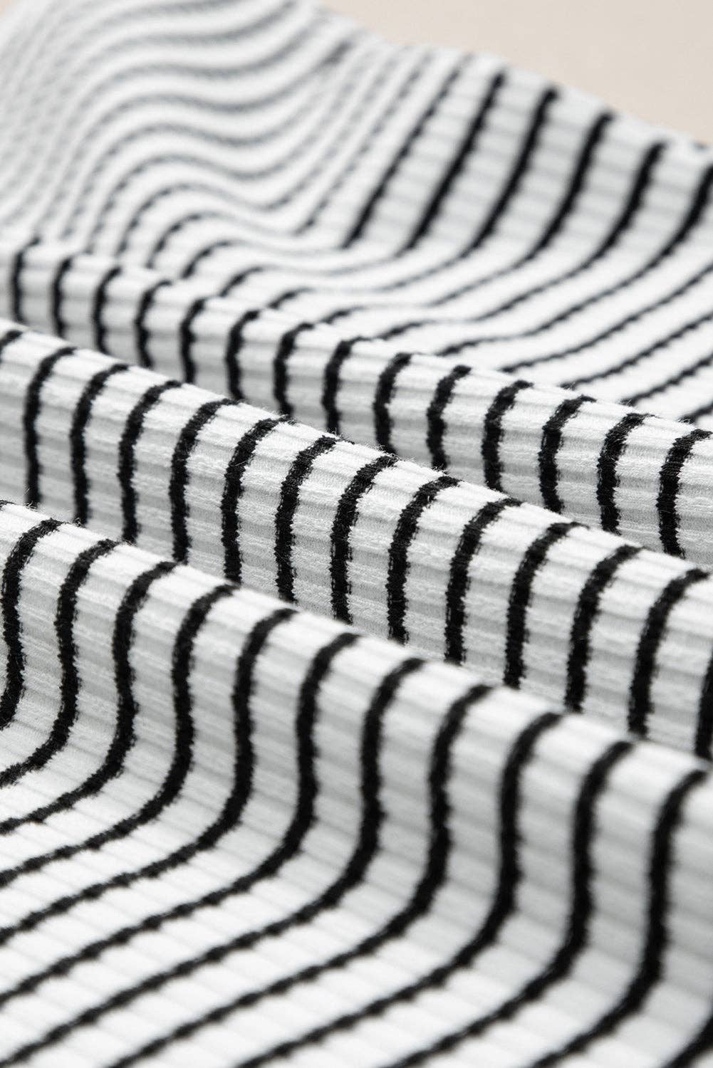 Striped Print Ribbed Knit Sleeveless Top - Image 8