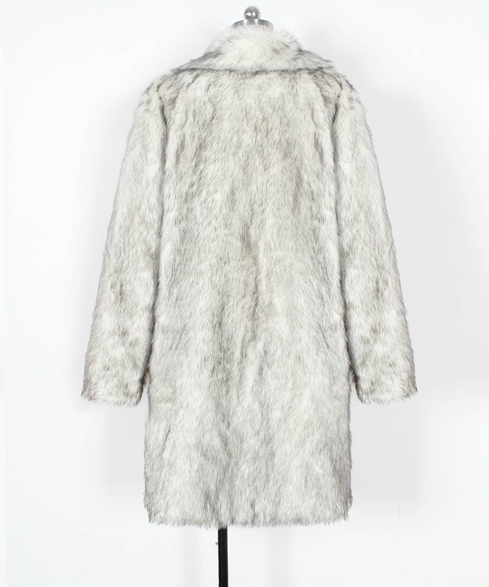 Stylish Suit Collar Maxi Plush Faux Fur Coat - Image 10