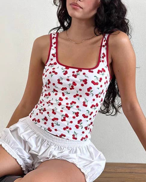 Summer Fresh Cherry Pattern Vest - Image 3