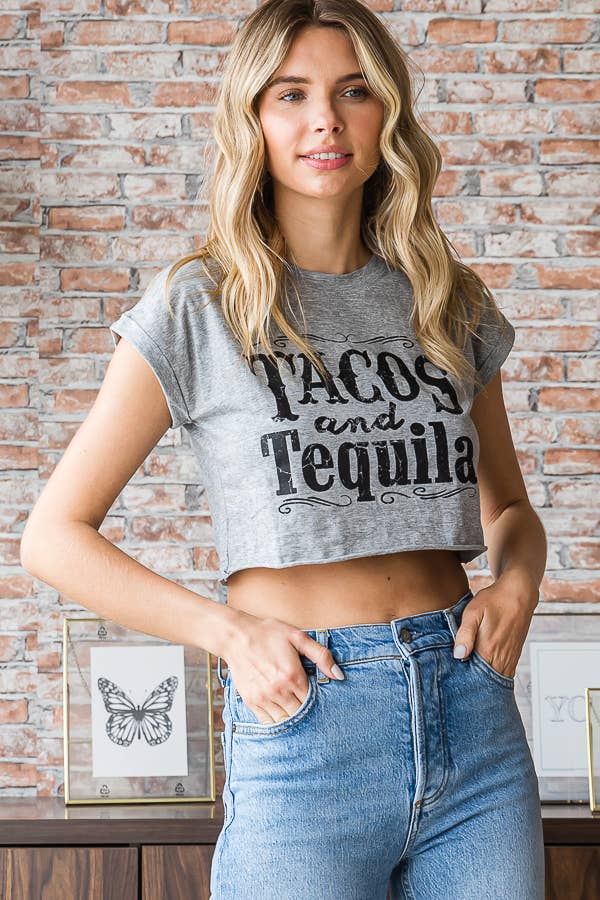 Tacos and Tequila Cropped Tee - Image 15
