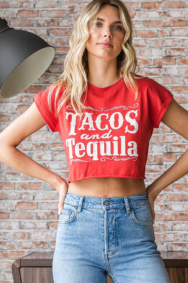 Tacos and Tequila Cropped Tee - Image 7