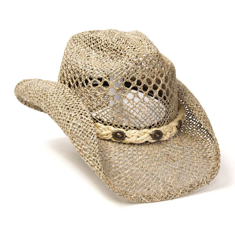 Tan Seagrass Western Hat - Image 2