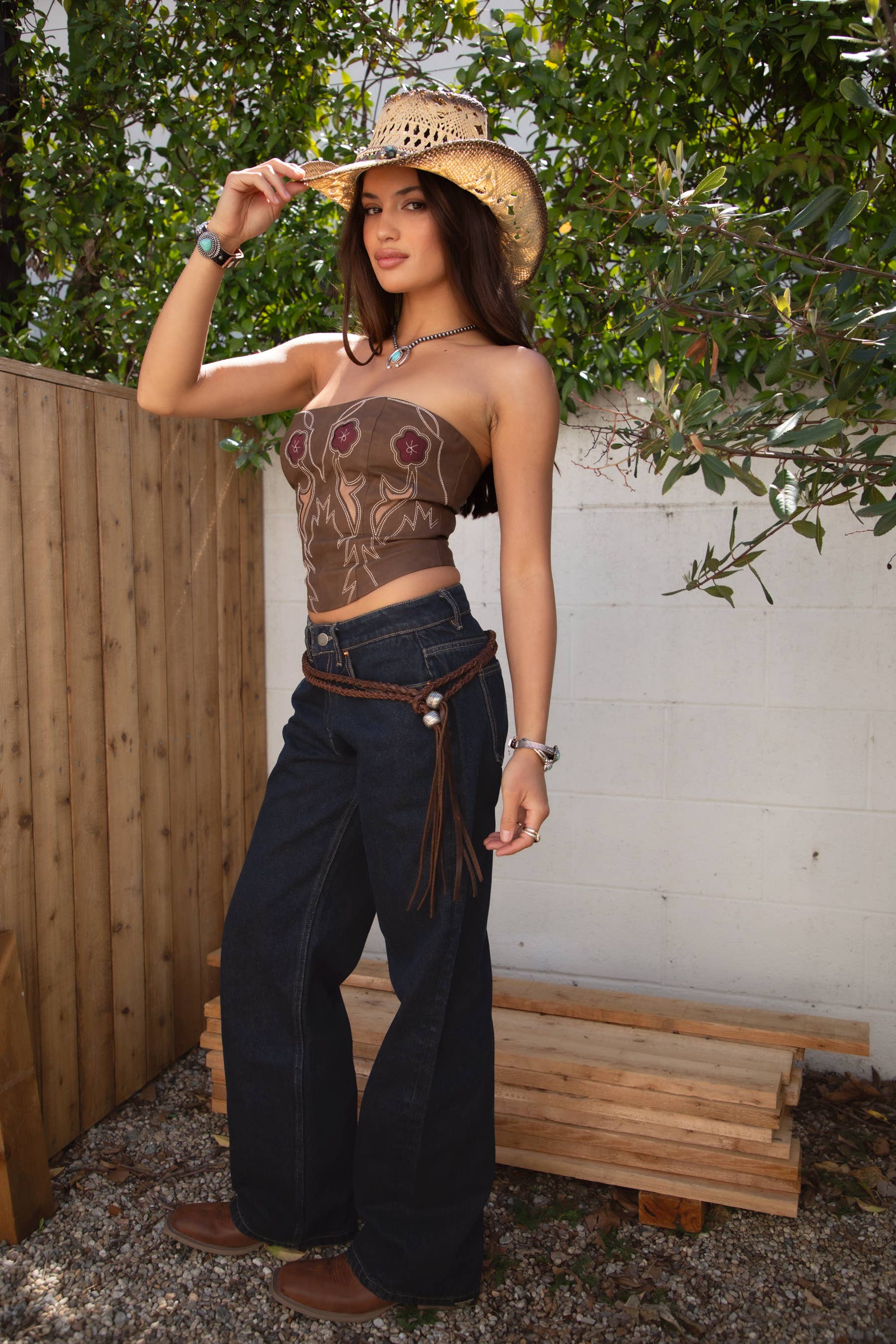 TECOVAS Western Floral Embroidered Bustier Top - Image 6