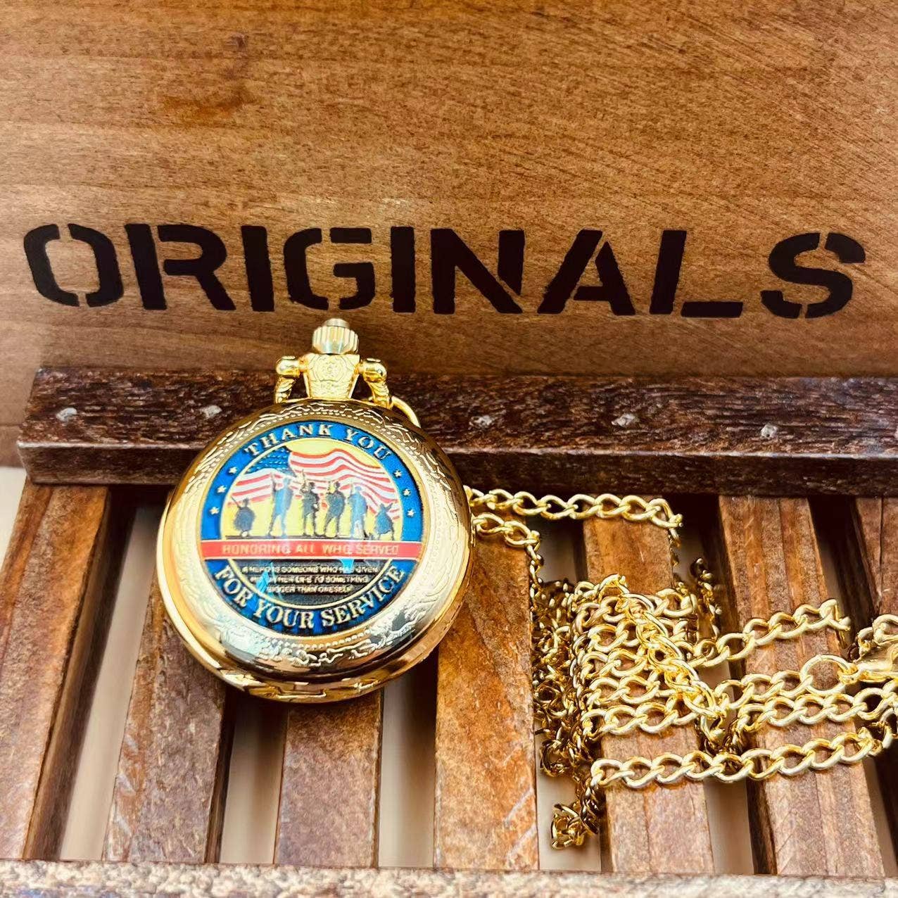 'Thank You for Your Service' Stars and Stripes Tribute Pocket Watch - Image 3
