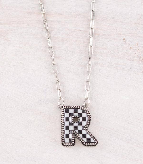 TIPI Brand Checkered Initial Pendant Necklace - Image 18