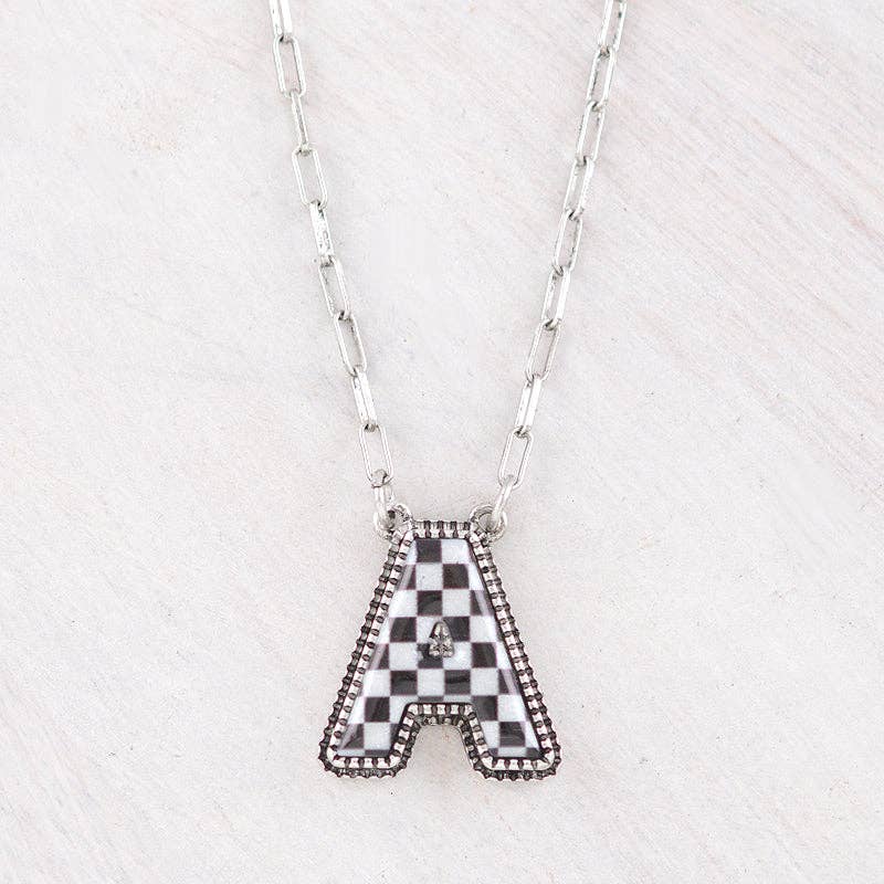 TIPI Brand Checkered Initial Pendant Necklace - Image 2