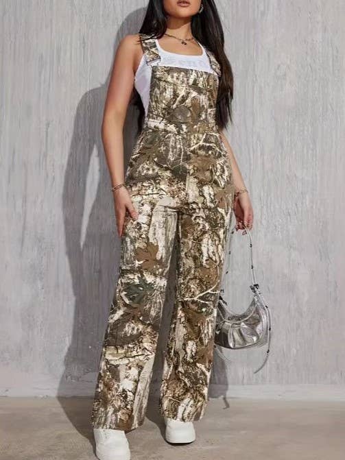 Trendy Camouflage Print Overall Jumpsuit - Image 4