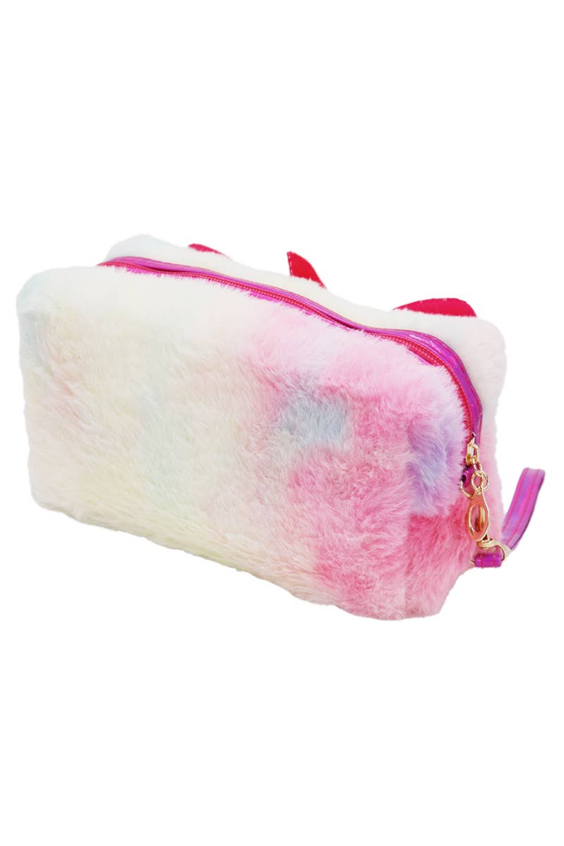 Unicorn Pony Fuzzy Faux Fur Cosmetic Bag - Image 10