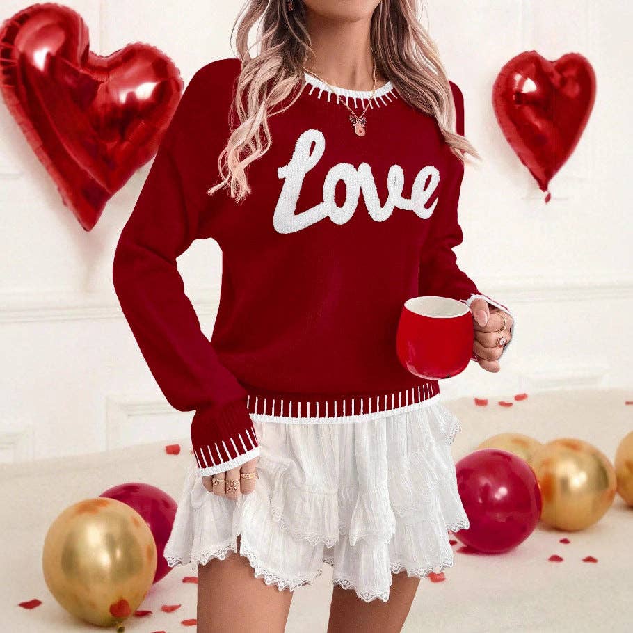 Valentine Day Long Sleeve Round Neck Knit Sweater - Image 3